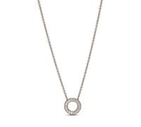 PANDORA Signature Collar reversible con círculo con engaste chapado en oro rosa de 14 quilates con circonitas cúbicas transparentes, 45
