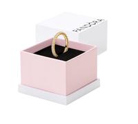 PANDORA Signature Hearts of PANDORA Anillo con diseño de corazón chapado en oro de 14 quilates con circonitas cúbicas transparentes, talla 62