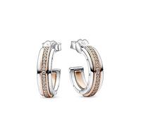Pandora pendientes de aro logo y pave dos tonos