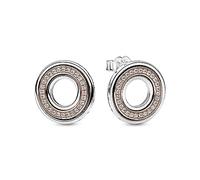 Pandora pendientes de boton logo y pave dos tonos