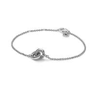 PANDORA Signature Pulsera con cadena entrelazada de plata de ley con circonitas cúbicas transparentes, 16