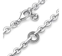 PANDORA Signature Pulsera de cadena con engaste pavé y estilo audaz de plata de ley con circonitas cúbicas transparentes, 18