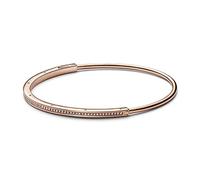 PANDORA Signature Anillo con engaste pavé, cuentas y logotipo de plata de ley con circonitas cúbicas transparentes, talla 48