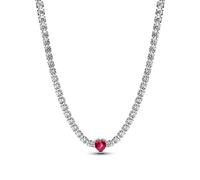 PANDORA Sterling Silver Mixed Stone Red 393549C01-40 Cadena de Cuello para Mujeres