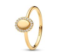 PANDORA Timeless 163800C01-58 - Anillo de plata de ley chapada en oro de 14 quilates con circonitas, tamaño: 58, Plata de ley, Zirconia cúbica