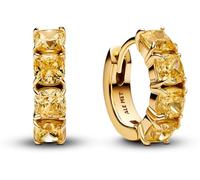 Pandora Timeless 263851C02 - Pendientes de aro de plata de ley chapada en oro de 14 quilates con circonitas cúbicas