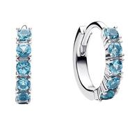 Pandora Timeless 293849C01 - Pendientes Huggie de plata de ley con circonitas, color azul claro