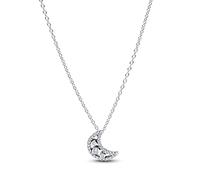 PANDORA Timeless 394259C01-50 - Collar con colgante de luna creciente (plata de ley con circonitas, tamaño: 50 cm)