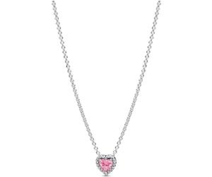 Pandora Timeless 398425C02-45 Collier en Forme de cœur en Argent Sterling Avec zircone Rose 45 cm, 45 cm, Argent Sterling, Zircone cubique