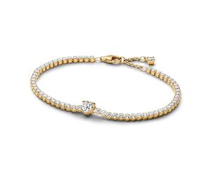 PANDORA Timeless 560041C01-16 - Pulsera de tenis de plata de ley chapada en oro de 14 quilates y circonitas cúbicas, 16 cm, 16cm, Plata de ley, Circonita cúbica