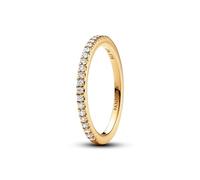 Pandora Timeless Anillo chapado en oro de 14 quilates con circonitas cúbicas transparentes, talla 48