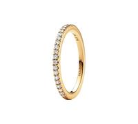 Pandora Timeless Anillo chapado en oro de 14 quilates con circonitas cúbicas transparentes, talla 50