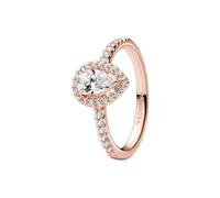 Pandora Timeless Anillo chapado en oro rosa de 14 quilates con circonitas cúbicas transparentes, talla 50