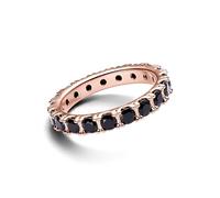 Pandora Timeless Anillo chapado en oro rosa de 14 quilates con cristal negro, talla 54