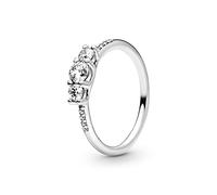 Pandora Timeless Anillo con 3 piedras transparentes de plata centelleante con circonitas cúbicas transparentes, talla 56
