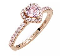 Pandora Pandora Anillo con un recubrimiento en oro rosa de 14k Corazón Brillante Elevado 188421C04 54