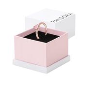Pandora Timeless Anillo con diseño de corazón chapado en oro rosa de 14 quilates con cristal rosa orquídea y elegante circonita cúbica rosa fantasía, talla 50