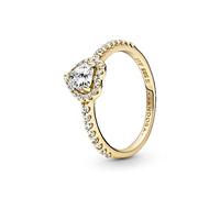 PANDORA Timeless Anillo con diseño de corazón de oro con circonitas cúbicas transparentes