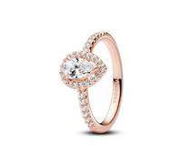 Pandora Timeless Anillo con diseño de onda chapado en oro rosa de 14 quilates con circonitas cúbicas transparentes