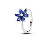 Pandora Timeless Anillo con diseño Herbarium cluster de plata de ley con cristal azul princesa y circonitas transparentes, talla 54