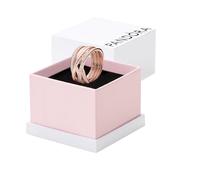 Pandora Timeless Anillo con líneas centelleantes y pulidas chapado en oro rosa de 14 quilates con circonitas cúbicas transparentes, talla 48