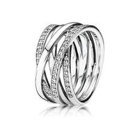 Pandora Anillo Líneas Brillantes Y Pulidas con Circonitas Cúbicas en Plata de Ley | 54