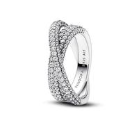 Pandora Timeless Anillo cruzado de plata de ley con circonitas cúbicas transparentes, talla 58