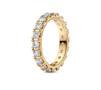 Pandora Timeless Anillo de eternidad chapado en oro de 14 quilates con fila centelleante de circonitas cúbicas transparentes, talla 48