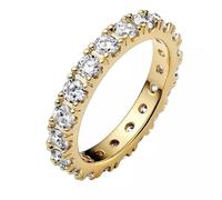 Pandora Timeless Anillo de eternidad chapado en oro de 14 quilates con fila centelleante de circonitas cúbicas transparentes, talla 60