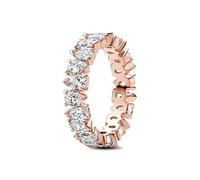 Pandora Timeless Anillo de eternidad chapado en oro rosa de 14 quilates con circonitas cúbicas transparentes, talla 48