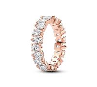 Pandora Timeless Anillo de eternidad chapado en oro rosa de 14 quilates con circonitas cúbicas transparentes, talla 56
