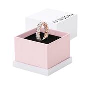 Pandora Timeless Anillo de eternidad chapado en oro rosa de 14 quilates con circonitas cúbicas transparentes, talla 58