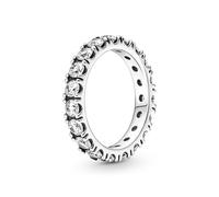 Pandora Timeless Anillo de eternidad con fila centelleante de plata de ley con circonitas cúbicas transparentes, talla 54