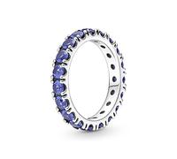 Pandora Timeless Anillo de plata de ley con cristal azul princesa, talla 50