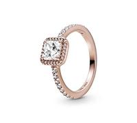 PANDORA Timeless Anillo elegante chapado en oro rosa de 14 quilates con circonitas cúbicas transparentes