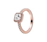 PANDORA Timeless Anillo elegante chapado en oro rosa de 14 quilates con circonitas cúbicas transparentes