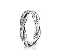 PANDORA Timeless Anillo trenzado con engaste pavé de plata pavé con circonitas cúbicas