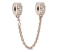 Pandora Timeless Cadena de seguridad chapada en oro rosa de 14 quilates con circonitas cúbicas transparentes y agarre de silicona