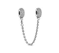 Pandora Timeless Cadena de seguridad con engaste pavé de plata con circonitas cúbicas transparentes