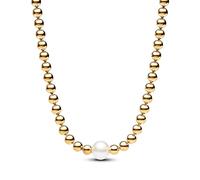 Pandora Timeless Pulsera con cuentas de plata de ley con perla blanca cultivada de agua dulce tratada y circonitas cúbicas transparentes, 20