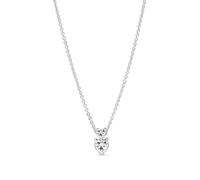 Pandora Timeless Collar con diseño de doble corazón de plata de ley con circonitas cúbicas transparentes