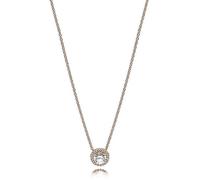 Pandora Timeless Collar con halo redondo centelleante chapado en oro rosa de 14 quilates con circonitas cúbicas transparentes