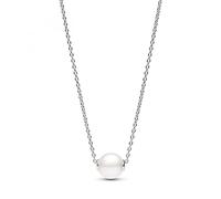 Pandora Timeless Collar de plata de ley con perla blanca cultivada de agua dulce tratada y circonita cúbica transparente