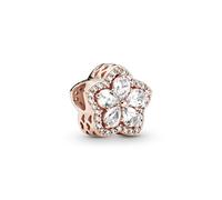 Pandora Timeless Dije con diseño centelleante de copo de nieve chapado en oro rosa de 14 quilates con circonitas cúbicas transparentes