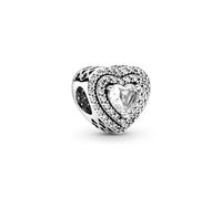 Pandora Timeless Dije con diseño de corazón nivelado centelleante de plata de ley con circonitas cúbicas transparentes