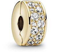 Pandora Timeless Dije estilo clip chapado en oro de 14 quilates con circonitas cúbicas transparentes y agarre de silicona