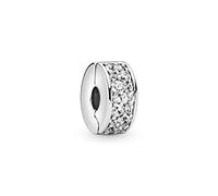 Pandora Timeless Dije estilo clip con engaste pavé de plata con circonitas cúbicas transparentes y agarre de silicona