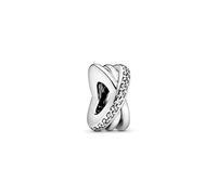 Pandora Timeless Espaciador con líneas centelleantes y pulidas de plata con circonitas cúbicas transparentes