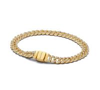 PANDORA Timeless Pavé Cuban 563008C01-20 - Pulsera de plata de ley con aleación de metal chapado en oro y circonitas, tamaño: 20 cm, 20cm, Plata de ley, Circonita cúbica
