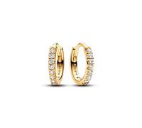 Pandora Timeless Pendientes de aro chapados en oro de 14 quilates con circonitas cúbicas transparentes